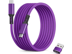 Cabo Usb c para Usb c de 100 W, Modelo de 2025, com 3 M de Comprimento e Adaptador Usb. Ideal para Carregamento Rápido Usb c Pd em Carros e AQUAFORGE