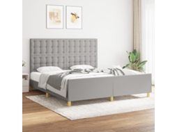 Estrutura De Cama 180x200 Cm Tecido Cinzento-claro