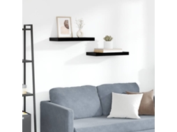 Vidaxl Prateleiras De Parede Suspensas 2 Pcs 50x23,5x3,8cm Mdf Preto