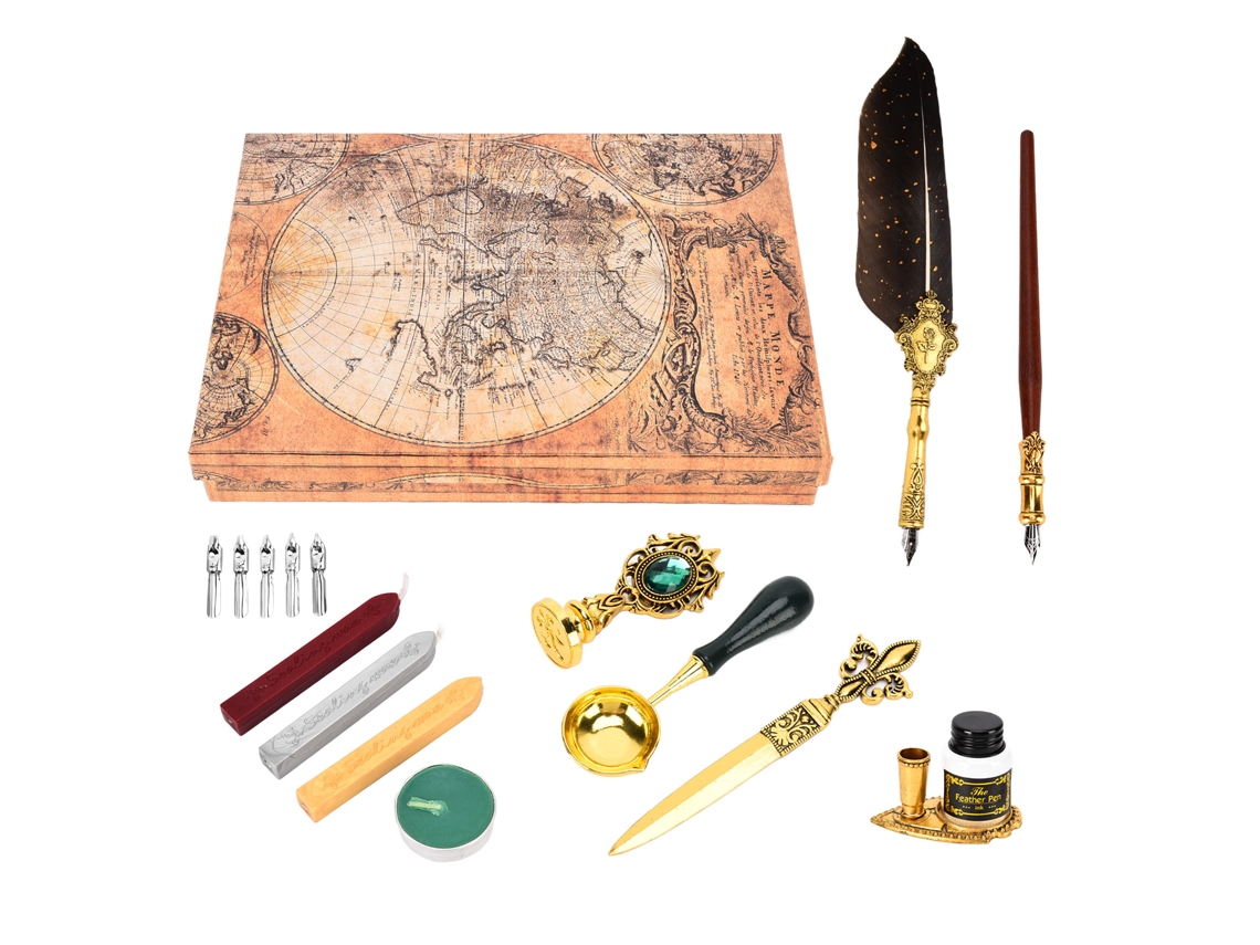 Conjunto de Caneta Estilo Europeu Retro Britânico para Estudantes Caneta de Imersão Cinza