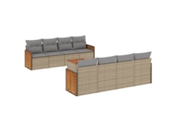 Conjunto de 9 Sofás para Jardim com Almofadões Vime Pe Bege MAISON EXCLUSIVE (90x200 cm)