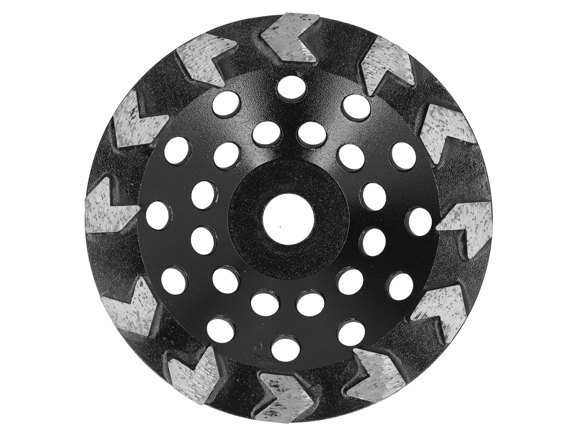 Disco de desbaste diamantado tipo copo, 10 dentes, preto, 180 mm, para lixar concreto, pedra e cimento.