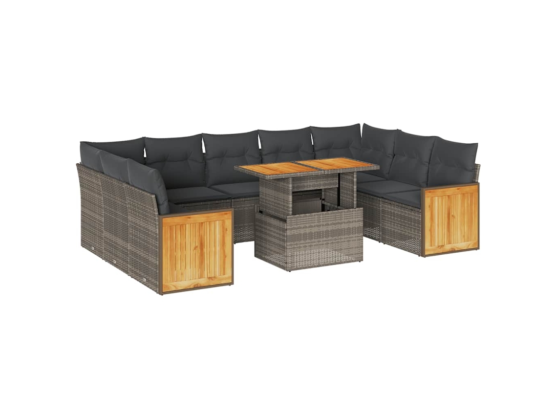Conjunto 1 Conjunto De Sofás De Jardim Vidaxl Cinzeto Vime Pe