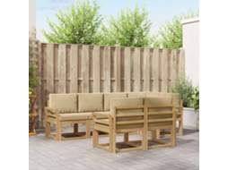 Vidaxl Conjunto De Sofás Para Exterior 7 Pcs Branco E Bege Poliéster