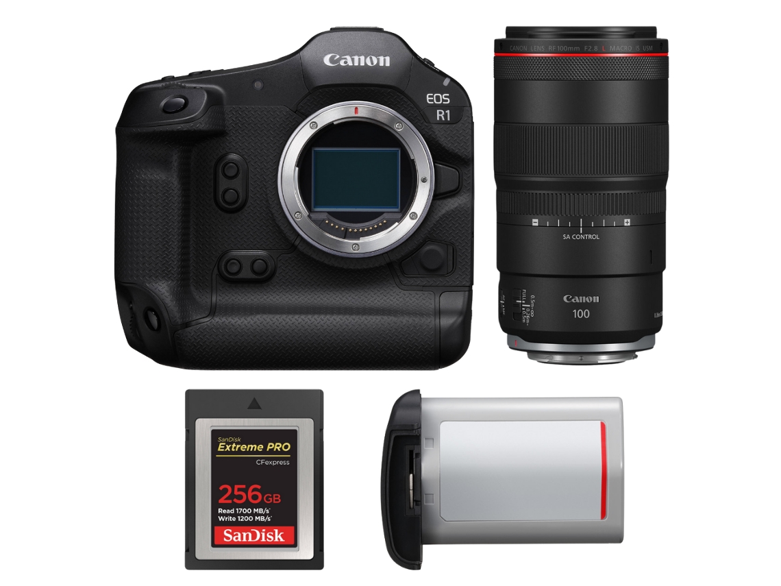 Eos R1 + Rf 100mm F/2.8 L Macro Is Usm + 1 Sandisk 256gb Extreme Pro Cfexpress Type B + Canon Lp e19 + Ebook Pricedirect CANON