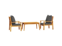 Conjunto de 3 Lounge de Jardim com Almofadões Acácia Maciça MAISON EXCLUSIVE