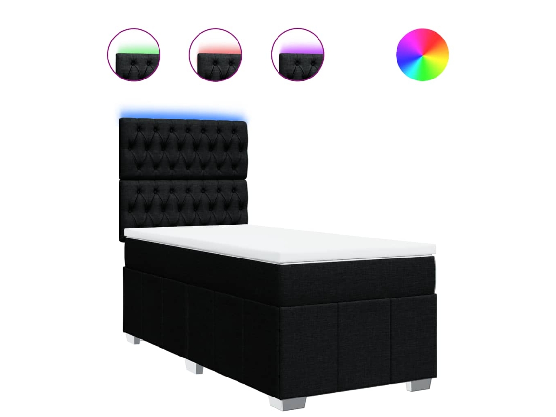 Box Spring Bed, Box Spring Beds Vidaxl Preto Tecido (90 X 190 Cm)