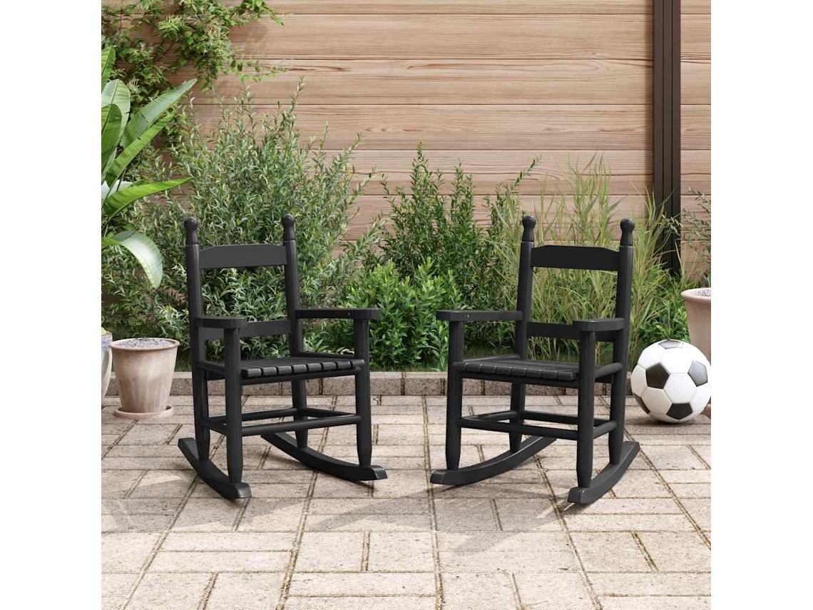 Vidaxl Cadeiras De Baloiço Infantis 2 Pcs Álamo Maciço Preto