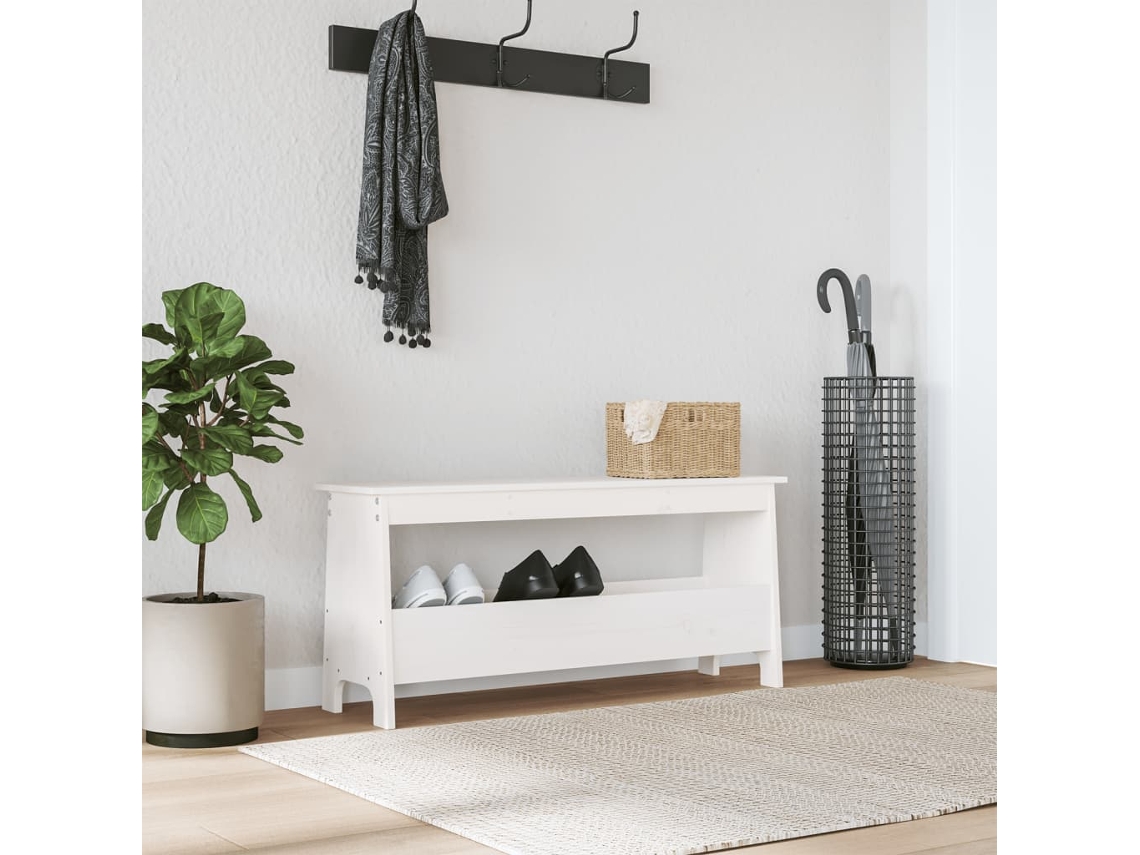 Vidaxl Banco De Corredor Branco 100x28x45 Cm Madeira Maciça Pinho