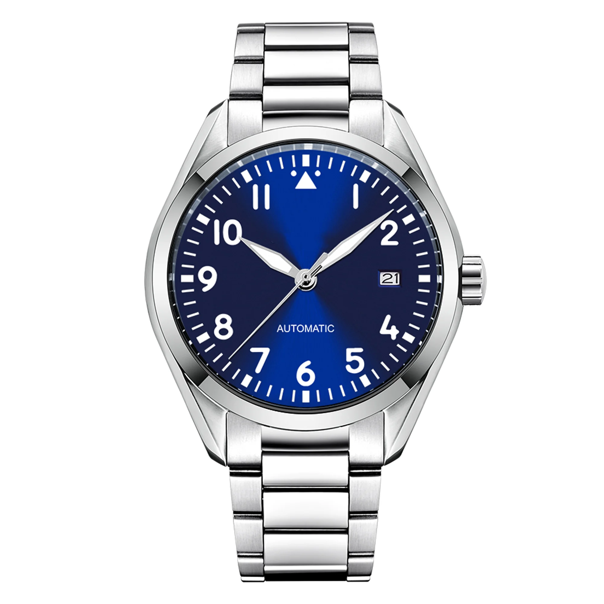 Relógio Masculino Automático Mecânico De Negócios (azul) 40 Mm, Cristal De Safira E Resistência À Água.