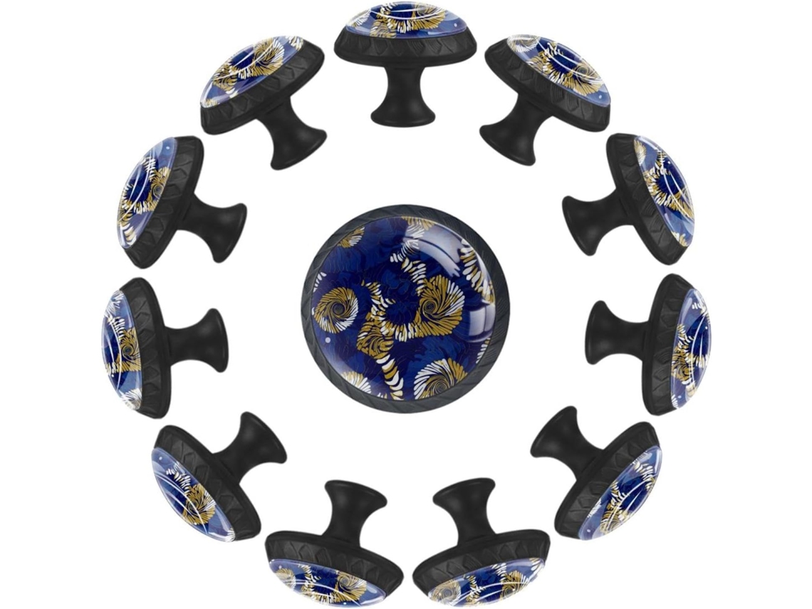 Puxadores E Botões Redondos Para Gavetas Armários, Conjunto De 12 Peças, Fundo Azul Com Desenho De Escada Em Espiral