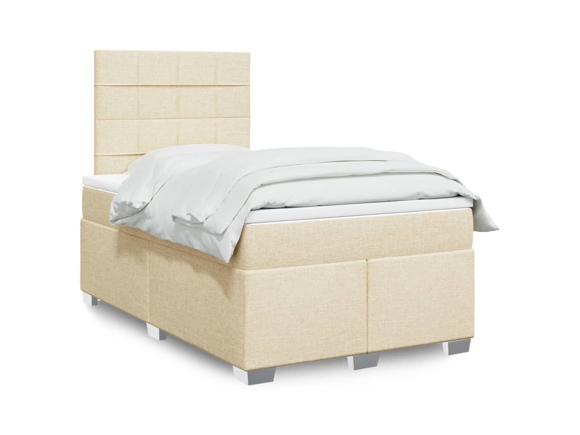 Vidaxl Cama Boxspring Com Colchão 120x190 Cm Tecido Cor Creme
