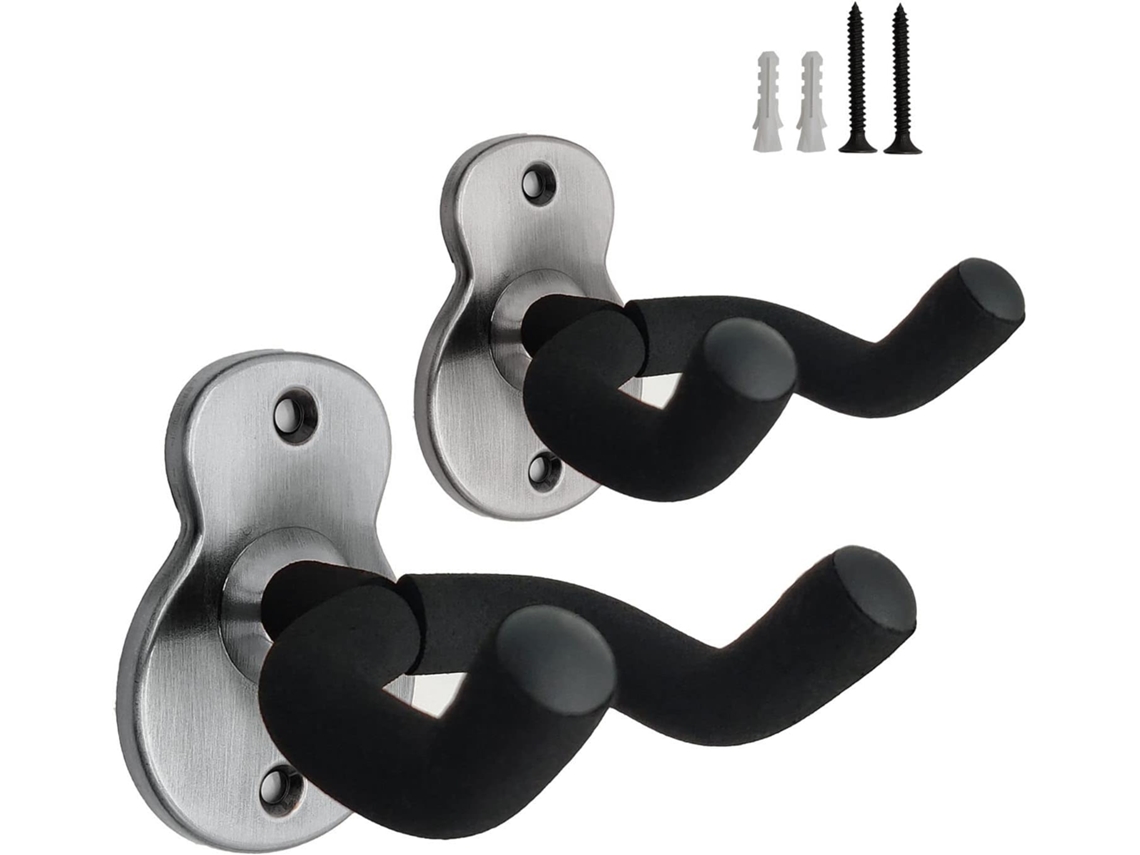 Suporte De Parede Para Guitarra De Metal Prateado Pacote Com 2 Unidades, Suporte Para Guitarra Com Slowmoose