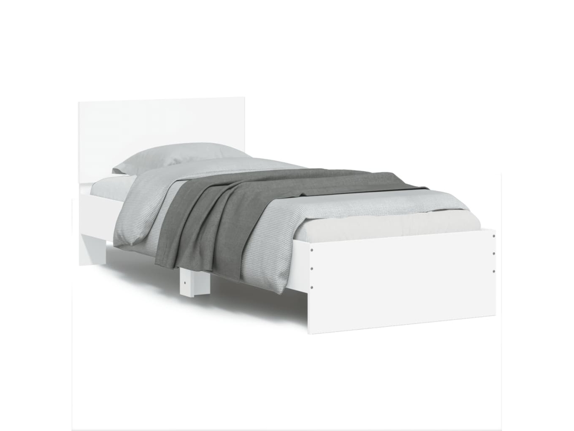 Estrutura De Cama Com Cabeceira E Luzes Led 75x190 Cm Branco