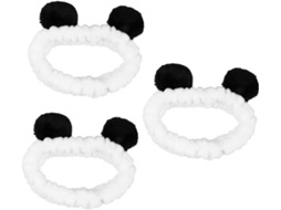 Conjunto De 3 Faixas De Cabelo Elásticas Femininas Com Orelhas De Panda, Acessório Para Maquiagem, Spa E Muito Mais.
