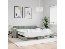 Vidaxl Sofá-cama C/ Gavetão E Colchões 100x200cm Veludo Cinzento-claro