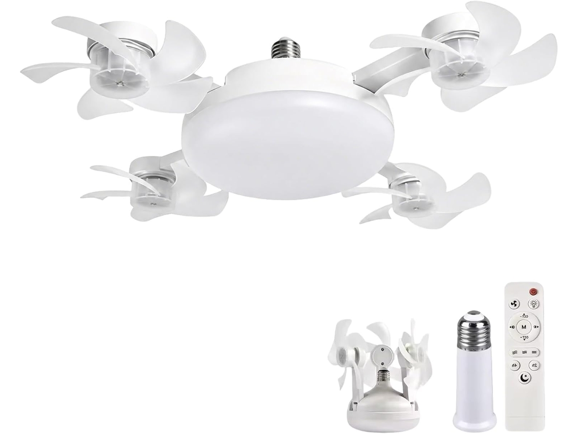 Ventilador De Teto Com Lâmpada E Controle Remoto, Soquete Roseta 2 Em