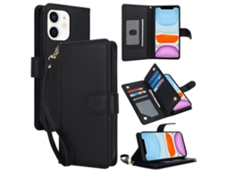 Capa Carteira De Couro Para Iphone 11 - Com Rfid - Para Vários Cartões