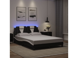 Vidaxl Estrutura De Cama Viana Com Led Sem Colchão 140x190cm Preto/branco