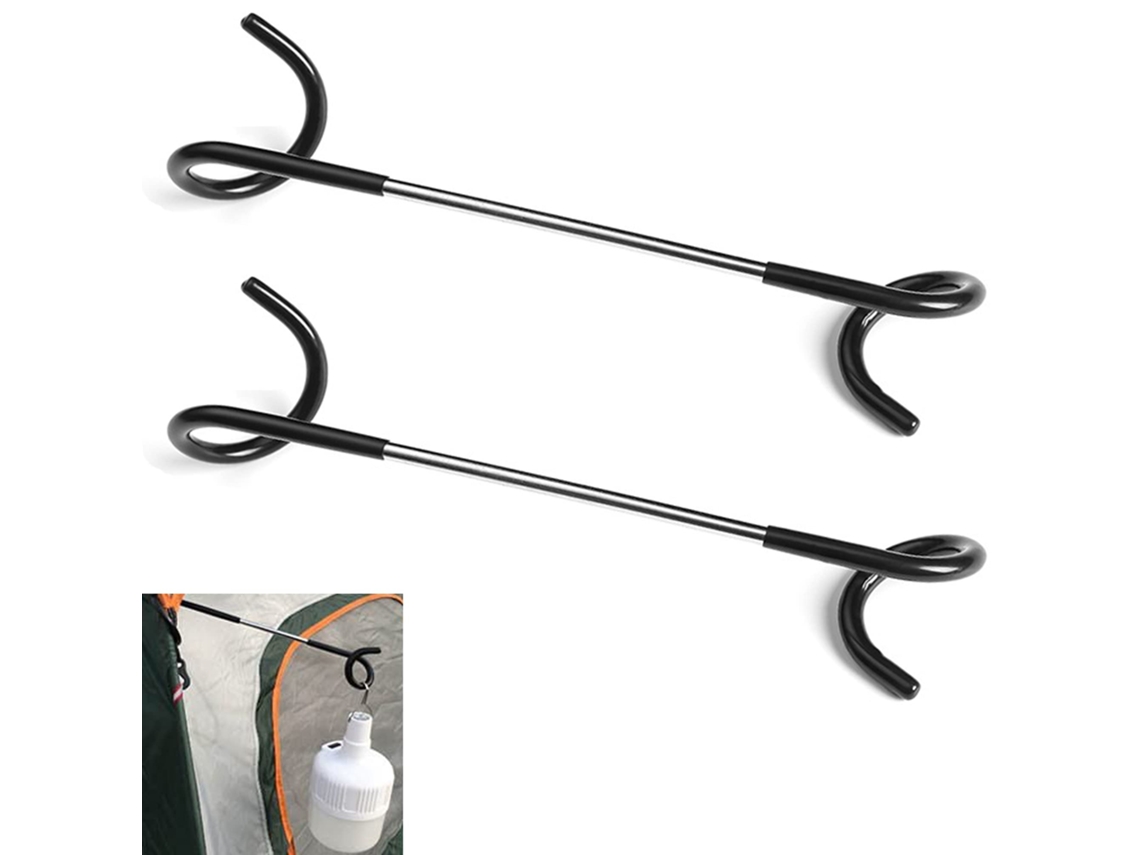 Conjunto de 2 Ganchos Camping para Pendurar Lanternas, Lâmpadas, Barracas e Lanternas Jardim. Perfeitos Camping, Garrafas Água Sacos Lixo. AQUAFORGE