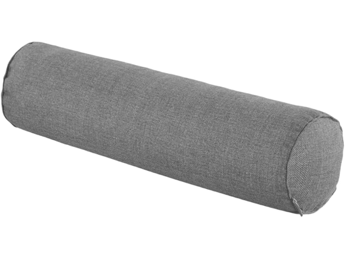 Almofada Cilíndrica Para Apoio Dos Pés Holibanna, 15x60 Cm, Em Algodão E Linho Cinza Fumê, Ideal Para Massagem Na Cama E