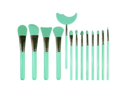Conjunto de 13 Pincéis de Silicone para Epóxi, Máscaras, Cuidados Faciais e Maquiagem (verde)