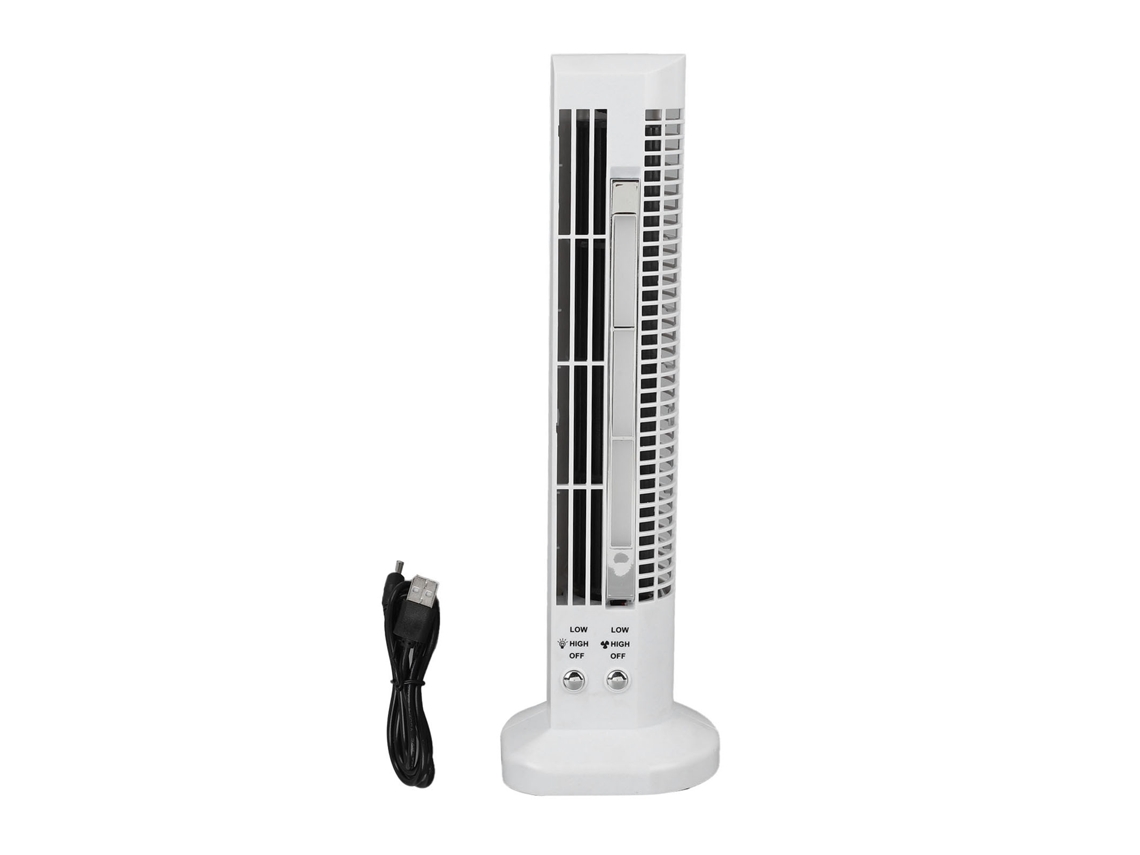 Tower Fan Led Desk Lamp White Bladeless 2 Speed Compact Portable Safe