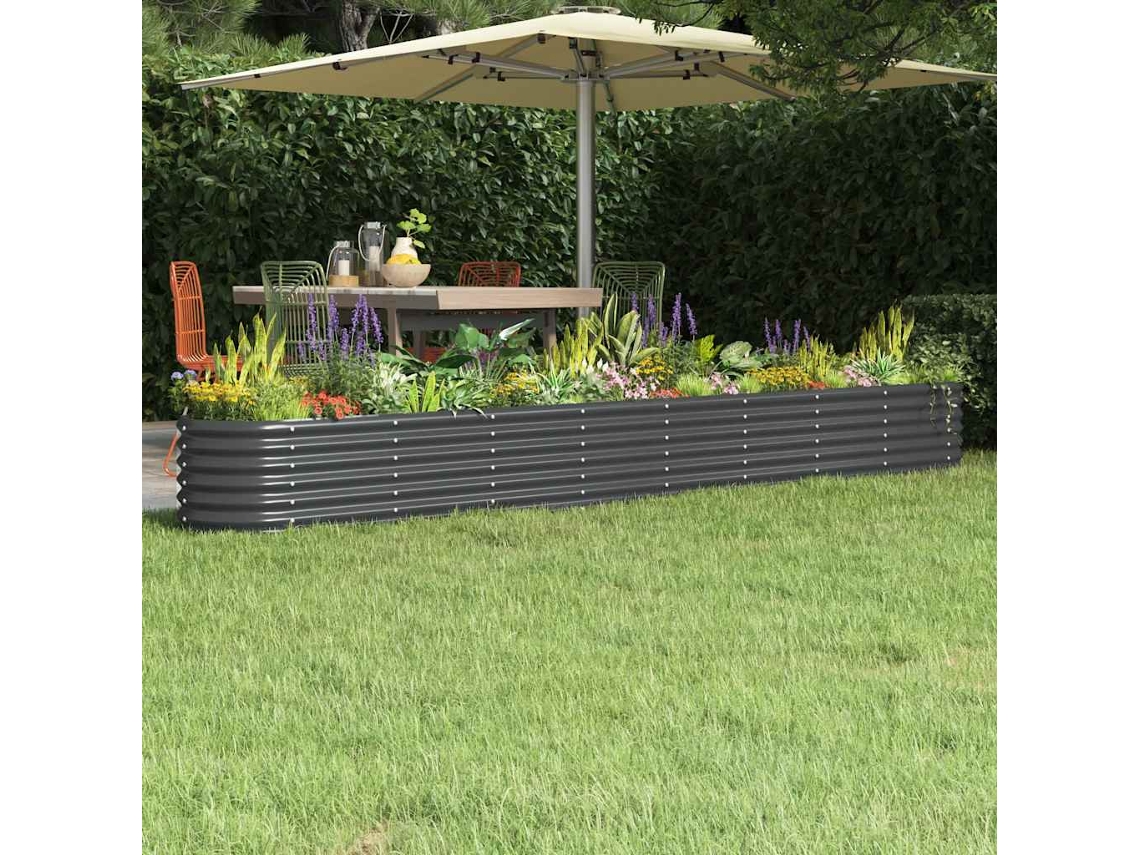 Vidaxl Canteiro Elevado Jardim 332x40x36 Aço Galvanizado Antracite