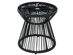 Mesa Jardim Boho Rattan Pe Resistente Intempéries 40x40x42 Cm Preta