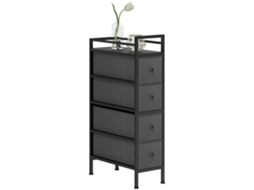 Cômoda com 4 Gavetas de Tecido Não Tecido, estrutura de Aço, 20cmx43cmx81,5cm, preto BTFORUS