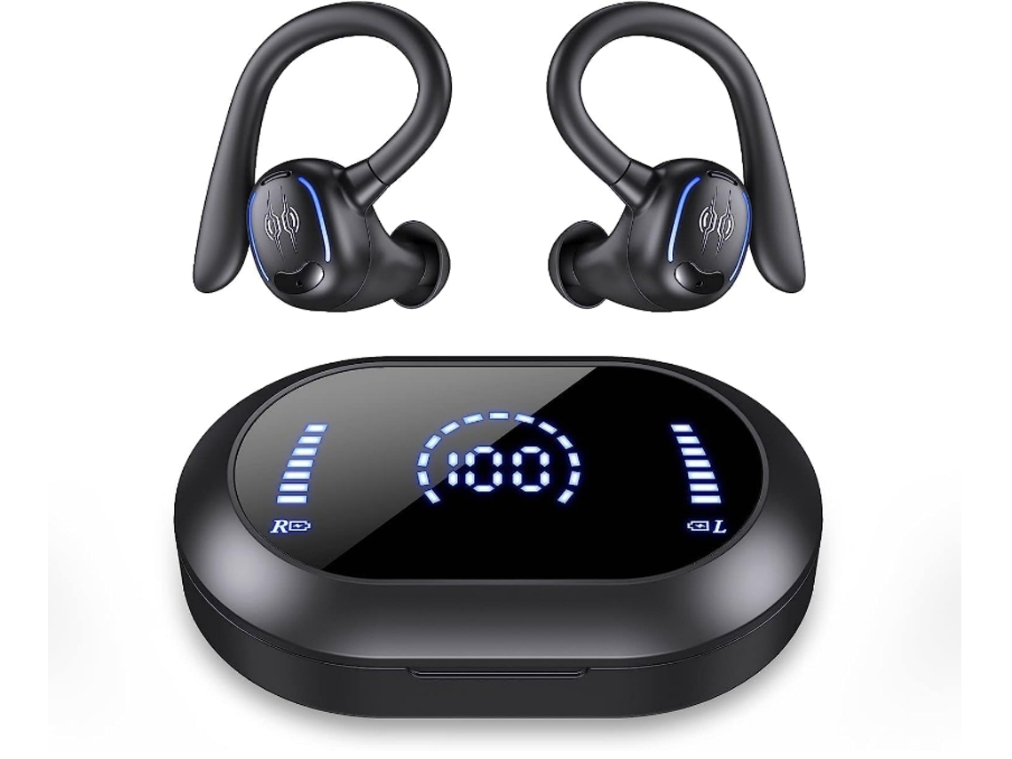 Auriculares Sem Horas Reprodução Dual Power Display AUJEZON Bluetooth Preto