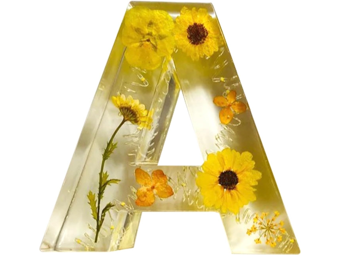 Luminária Noturna De Resina, Com Letras Florais