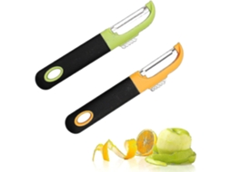 2 Peladores de Frutas e Verduras de Aço Inoxidável 304 com Lâmina Giratória para Pelar Batatas, Cenouras e Frutas de Pele Macia
