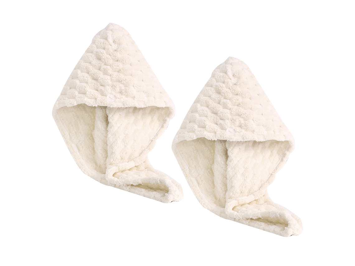 Conjunto de Toalha TRUYUETY Cabelo Turban Rápido Absorvente Produtos Veludo Branco - 2pcs (Tamanho Único)