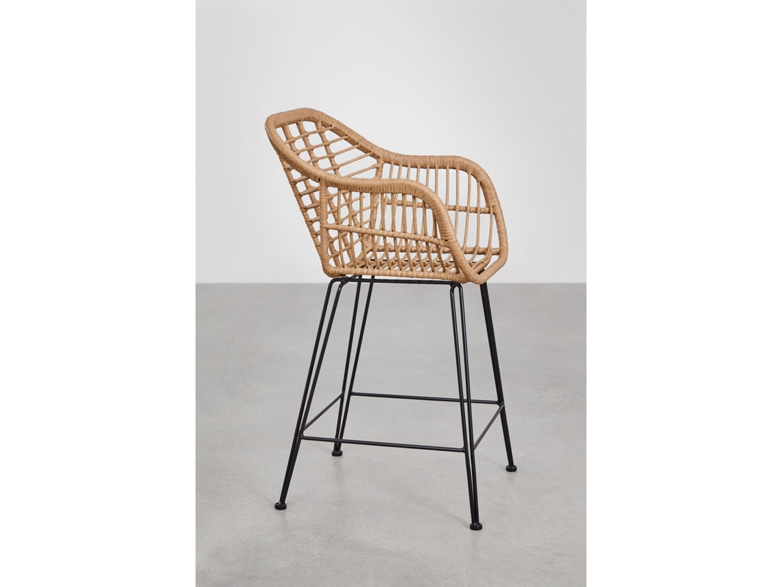 Sklum Pack De 4 Bancos Altos De Jardim Em Rattan Sintético Zole Ratán Pe       Sem Almofada   ↑65 Cm