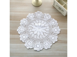 Lurelia Cobre-copo Algodão Renda Crochê Branco Bege 20 Cm Floral Feito À Mão