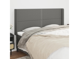 Vidaxl Cabeceira Cama C/ Abas Tecido 183x16x118/128 Cm Cinzento-escuro