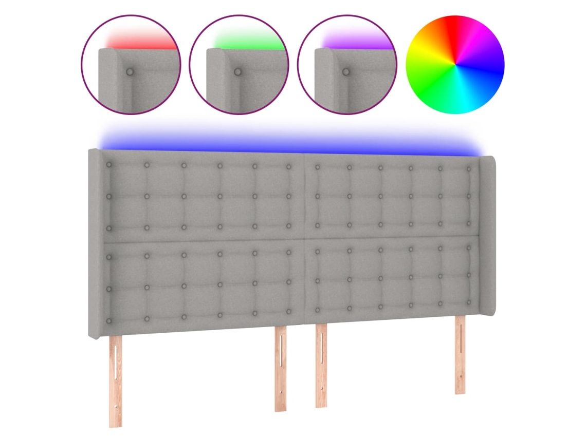 Led Headboard, Led Headboards Vidaxl Cinzeto Tecido (183 X 16 X 118/128 Cm)