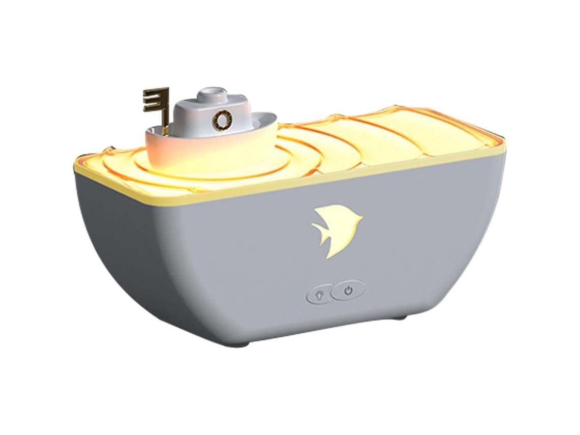 Umidificador MDUG de névoa fria, design de mesa em formato de barco, silencioso, com luz, 7,87x4,88x3,46 polegadas | MDUG