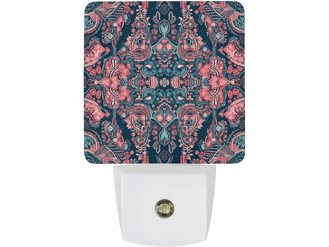 Luminária Noturna De Parede Com Plugue, Modelo Cheyenne Art Style Impresso Led Night Light With Sensor, Luz Noturna