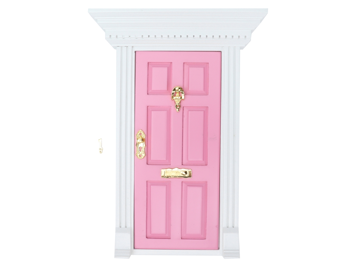 Porta De Madeira Para Casinha De Bonecas 1:12 Miniatura Acessório Brinquedo Pink