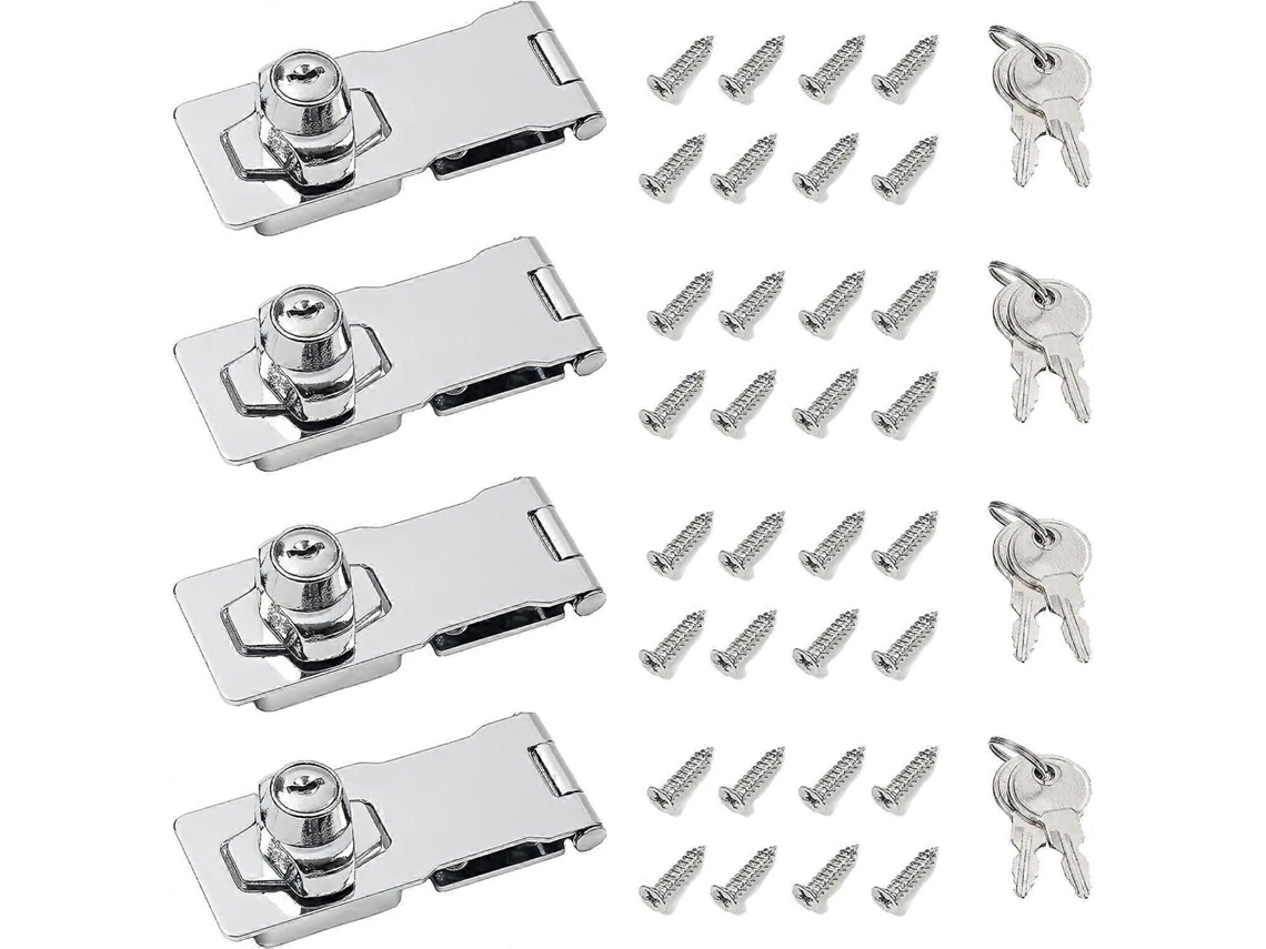 Cadeados De Hasp Com Chave E Botão Giratório, Para Armários, 4 Unidades, De 2,5 A 3 Polegadas