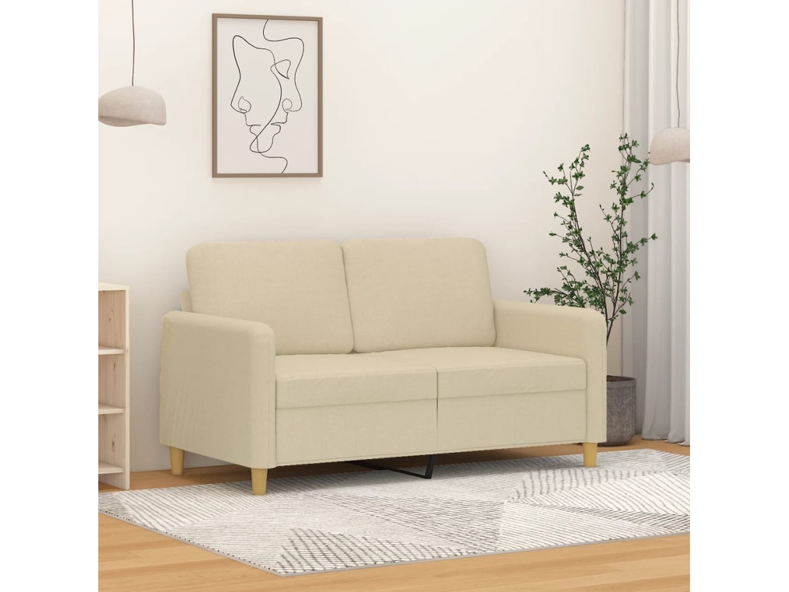 Vidaxl Sofá De 2 Lugares Tecido 120 Cm Cor Creme