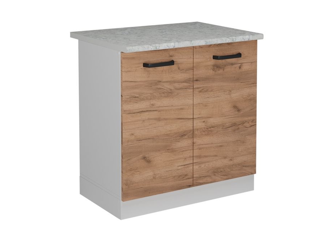 Móvel baixo R-Line sob pia, Mármore PT 80 cm, Carvalho dourado, Branco, VICCO
