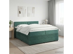 Vidaxl Cama Box Spring Com Colchão Verde-escuro 200 X 200 Cm Veludo