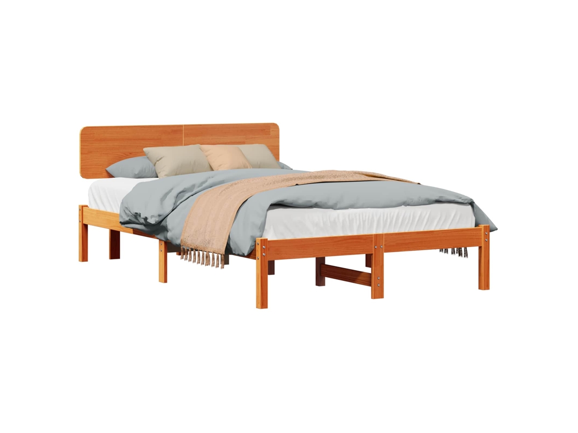 Estrutura da Cama com Cabeceira Marrom Cera 135x190 cm MAISON EXCLUSIVE