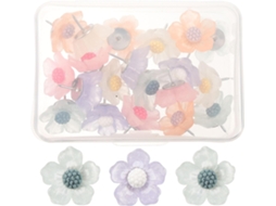 Tachinhas Decorativas Em Formato De Flor, Feitas De Resina E Arame Aço, 20 Unidades Práticas Para Murais De Cortiça E