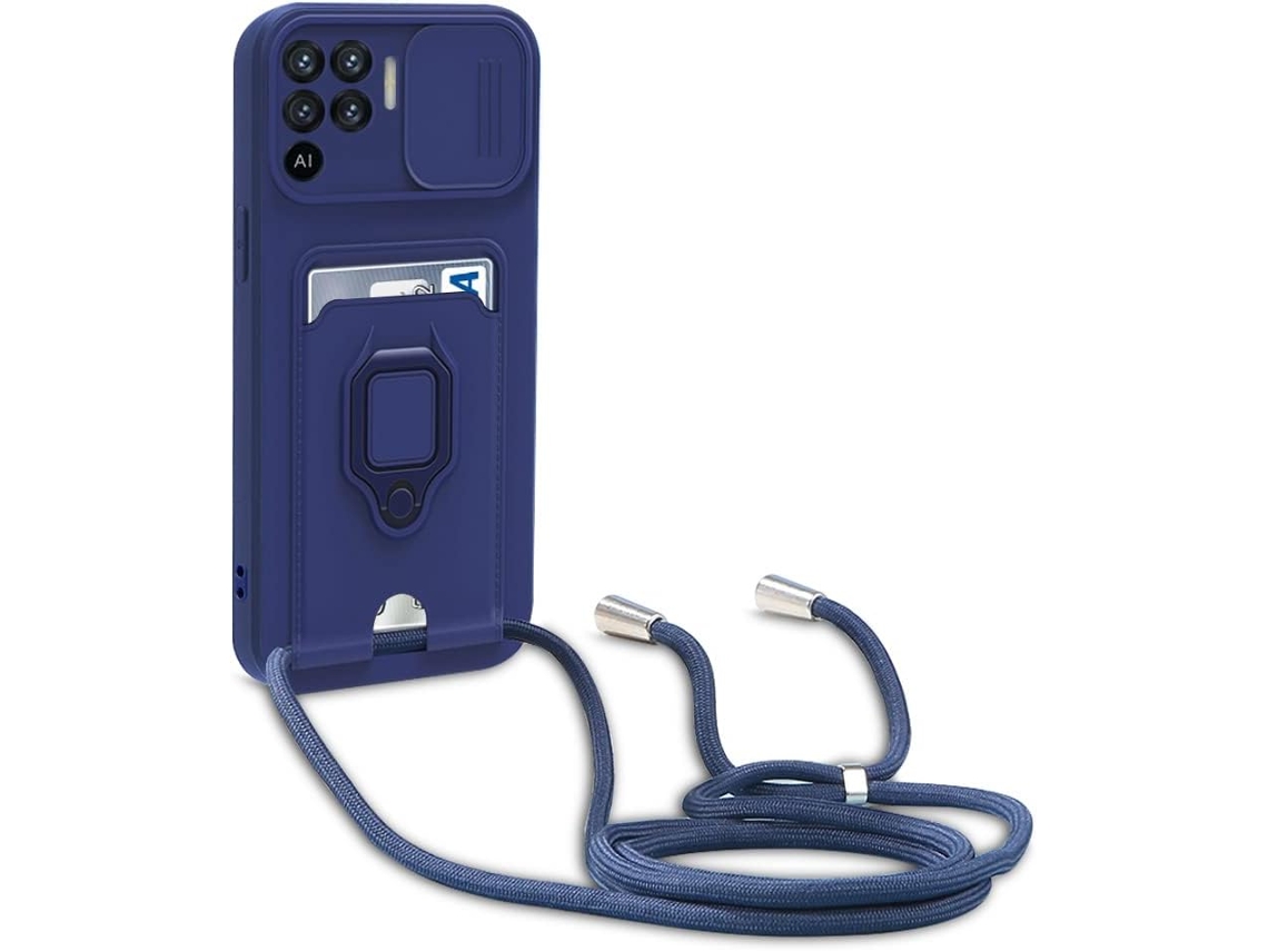 Correia Reno Colar Proteção Câmera para Oppo Oppo A94 4G/F19 Pro/5F/5Z/5 Lite HONGWE. Silicone Azul