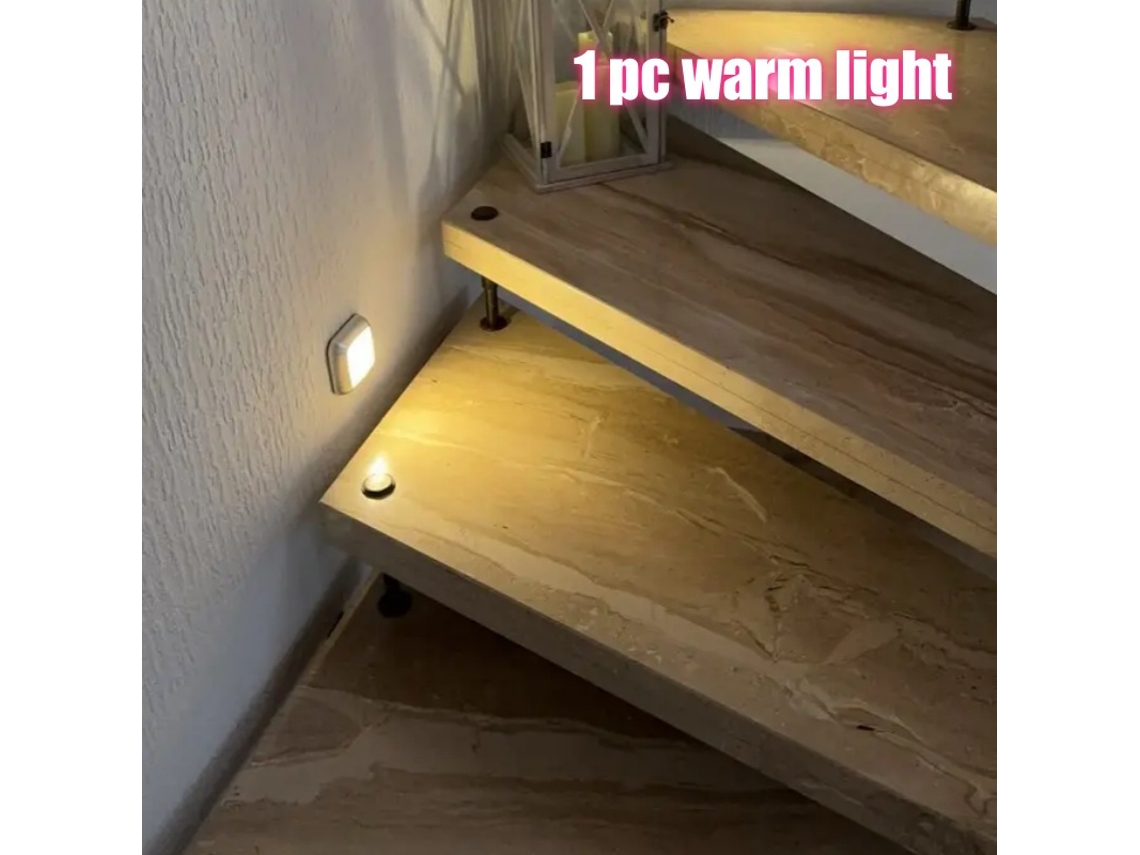Luminária de Parede com Sensor de Movimento para Escadas, 6 Leds, Sem Fio, Alimentada por Bateria BRILVIBERA