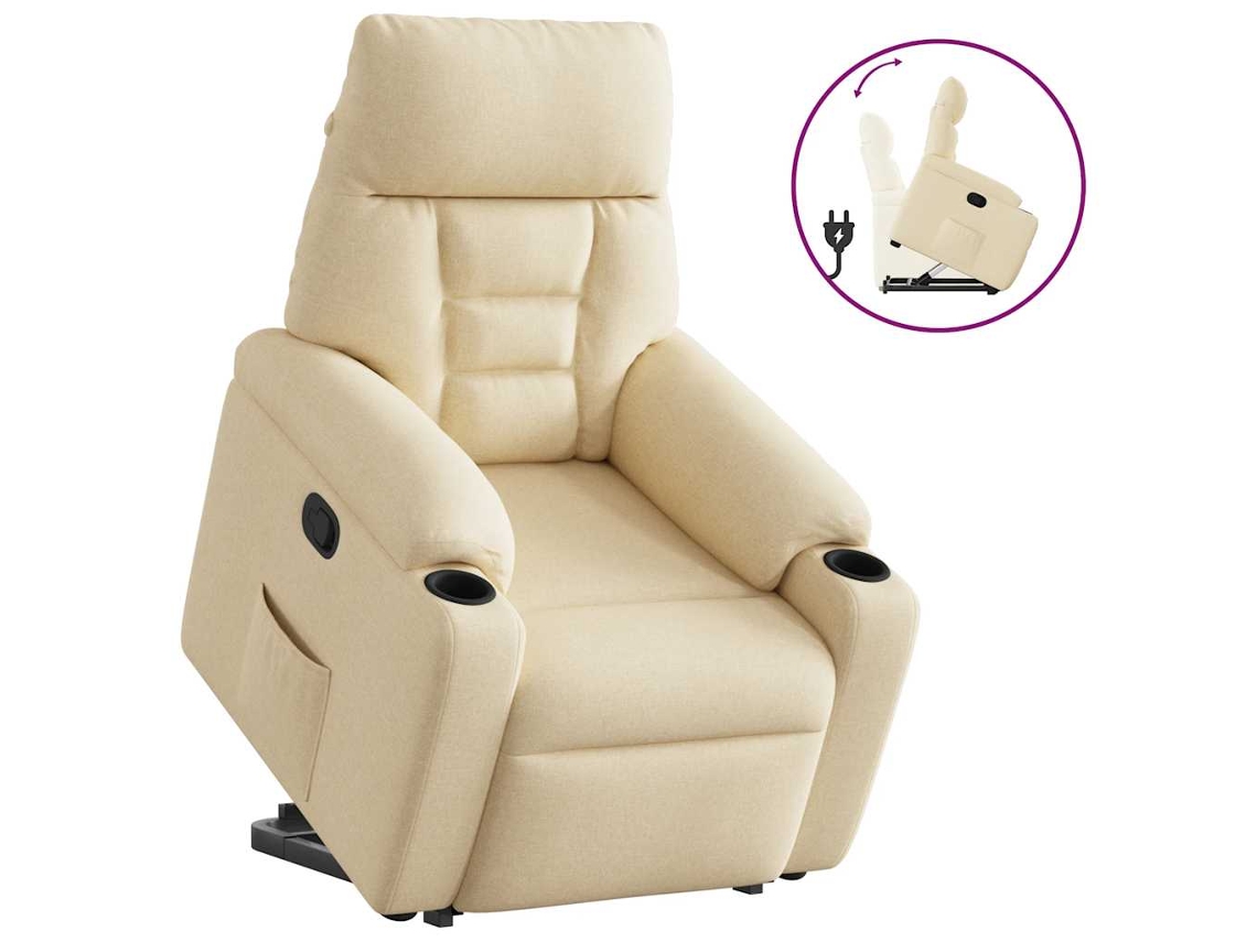 Cadeira reclinável VIDAXL Creme Tecido